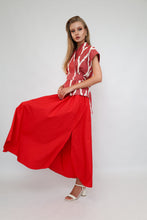 Load image into Gallery viewer, 100% Cotton Red Ikat Blouse With Belt
