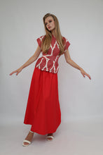 Load image into Gallery viewer, 100% Cotton Red Ikat Blouse With Belt
