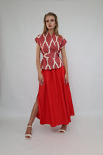 Load image into Gallery viewer, 100% Cotton Red Ikat Blouse With Belt
