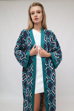 Load image into Gallery viewer, 100% Cotton Printed Ikat Green Lightweight Kimono &quot;Lagoon Breeze&quot;
