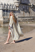 Load image into Gallery viewer, 100% Silk Ikat Kimono &quot;Yellow Diamond&quot;
