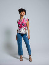 Load image into Gallery viewer, 100% Cotton Wrapped Blouse &quot;Blooming Orchid&quot;
