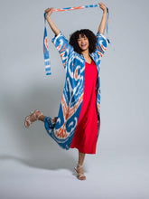 Load image into Gallery viewer, Belted 100% Cotton Maxi Kimono &quot;Santorini Sunset&quot;
