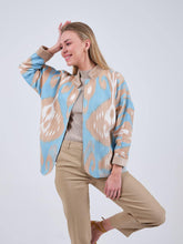 Load image into Gallery viewer, silk and cotton blue brown ikat jacket
