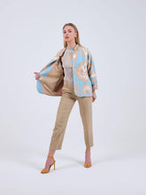 Load image into Gallery viewer, silk and cotton blue brown ikat jacket
