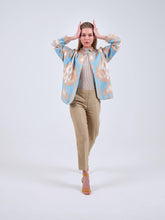 Load image into Gallery viewer, silk and cotton blue brown ikat jacket
