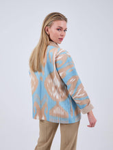 Load image into Gallery viewer, silk and cotton blue brown ikat jacket
