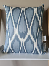 Load image into Gallery viewer, blue-ikat-pillow-silkandcotton
