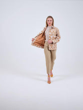 Load image into Gallery viewer, oversized cotton brown white ikat bomber jacket
